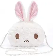 [SZZCX] kawaii bunny Crossbody bag,cartoon Plush Rabbit wallets,cute Lolita Handbag for women, Lovely Fluffy animal purse (pearl chain) white, White, 9.8x8.2x1.9inch