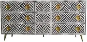 [Fairdeal] Beautifully Handcrafted Antique Bone Inlay Chest of 9 Drawers | Bedroom Dresser | Living Room Storage Organiser | Vintage Buffet/Sideboard Table for Home Decor Purpose Handicrafts