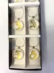 Formations 6 Art Deco Lucite Wine Charms White & Gold Numbered NIB Never Opened