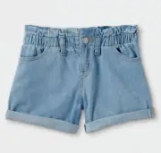 Cat & Jack Girls XL (14/16) Plus High Rise Paper Bag Waist Shorts Medium Wash
