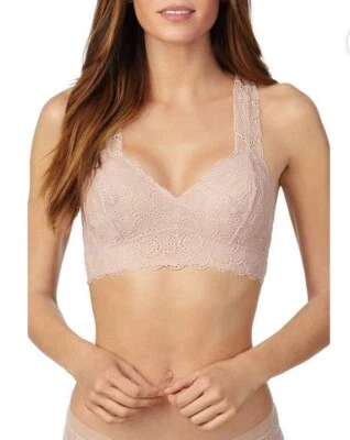 DKNY Superior Soft Stretch Lace Cameo Nude Bralette Bra Womens Sz M DK4522