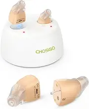 Rechargeable Hearing Aids for Adults Seniors, OTC Hearing Aids for Adults Seniors Rechargeable with Noise Cancelling, Invisible Hearing Aid, Beige, 1 Pair