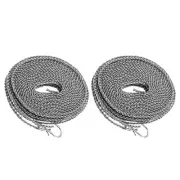 2Pcs 16.4ft Nylon Windproof Non-Slip Portable Clothesline Washing Line, Grey