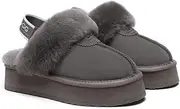 [UGG AUSTRALIAN SHEPHERD] Removable Strap Slingback Women Waffle Platform Slipper