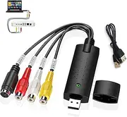 USB 2.0 Audio Video Grabber Converter, USB to RCA Video Cassettes Digitizing Device VHS, Video Grabber for VCR VHS DVD for Video Digitization and Editing
