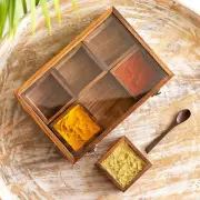 Wooden Masala Box For Kitchen Spice Box 6 Large Containers Wood Masala Dani Box