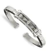 Stainless Steel Chisel Brushed And Polished With Black Carbon Fiber Inlay Hinged Bangle