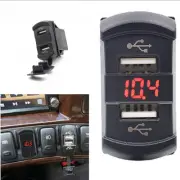 1Pcs Car Dual USB Marine Boat Jack Power Socket Charger Red LED Voltmeter Adapte
