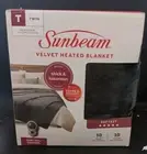 Sunbeam Velvet Plush Electric Heated Warming Blanket Twin Lagoon Blue NIB