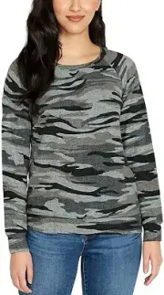 Buffalo David Bitton Womens Printed Cozy Top gray camo Size XL