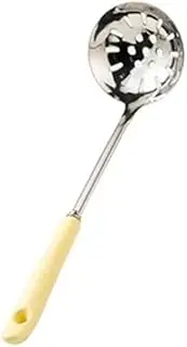Slotted Spoon Leaky Spoon Fondue Spoon Household Long Handle Spoon (Color : Yellow, Size : 27.5x7.5cm)