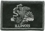 VELCRO® BRAND Fastener Morale HOOK PATCH State of Illinois BLACK WHITE 3x2"