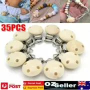 35Pcs Wooden Baby Solid Pacifier Clips Holders Infant Soother Clasps Holders DIY