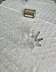 Table cloth for Square Tables Size: 57 x 57 Inches Approx. Beige With Silver