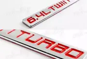 2PCS RED 6.4L TWIN TURBO HOOD/FENDER/TRUNK ALUMINUM DECAL EMBLEM BADGE PAIR