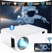 Wireless Portable Mini Projector with Bluetooth and 5G Wi Fi-1080P & 12000LM