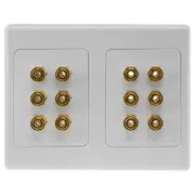 Pro2 12-Terminal Speaker Theatre Wall Plate Banana Socket For Speaker White