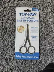Top Paw 4.2" Small Ball Tip Scissors For Trimming Hair Around Delicate Areas