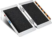 Altus 2FT Aluminum Folding Wheelchair Ramp - Non-Slip Surface Double Non-Skid Ends 270kg/600lb Capacity