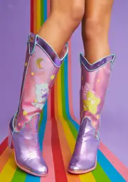 [Dolls Kill x Care Bears] Magical Moon Holographic Cowboy Boots