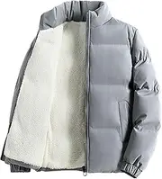 [DGHM-JLMY] Men's Winter Padded Quilted Jacket Fleece Lined Full Zip Puffer Coats Stand Collar Slim Fit Down Jackets