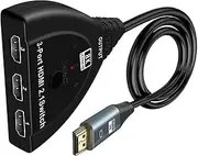 3 in 1 Out HDMI Switcher with LED Indicators 8K UHB Resolution 3 Port HDMI Hub for PS4/5 PC Laptop HDMI 2.1 Switch