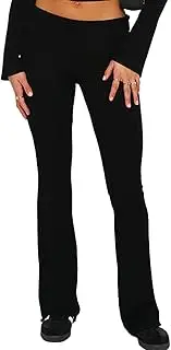 Fawjsais Flare Leggings for Women Skinny Fold Over Leggings Bootcut Yoga Pants Low Rise Sweatpants