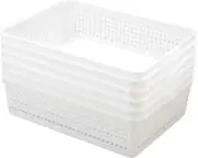 6-Pack Storage Basket Trays, Plastic Office Tray, White