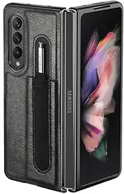 Leather Case for Samsung Galaxy Z Fold3 Fold4 Fold 5 Anti-Falling Phone Bag Cover,Black,for Samsung Z Fold5