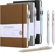 3 Pack Lined Journal Notebook with Pen Set A5 College Ruled Notebooks 200 Pages Hardcover Notebook with 6 Pens for Personal Work Writing Study Office Travel Recording or School Supplies