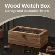 Wooden Watch Box Organizer with Glass Lid – 12 Slot Display Case