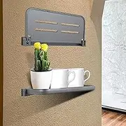 2Pcs RV Aluminum Foldable Shelf Space Saving Fold Down Wall Shelf Easy to Install RV Drop Down Shelf Small Folding Floating Shelves Wall Mounted RV Floating Display Shelf 30.5×13×2.8cm