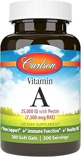 Carlson Labs Vitamin A with Pectin, 25000 IU, 300 Softgels