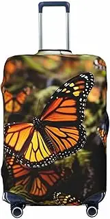 [STVYUKL] Heaps Of Orange Monarch Butterflies Luggage Cover Personalized Elastic Washable Suitcase Cover Luggage Protector Auti-Scratch Suitcase Case Protector Fits 18-32 Inch Luggage, Black, X-Large
