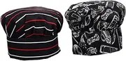 [Healeved] 2Pcs Hats for Restaurant and Bakery Comfortable Printed Cooking Caps Breathable Unisex Design for Culinary Head