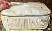 IPSY Train Case White Vegan Leather Lined - Cosmetic bag Large 9" x 5" x 3"