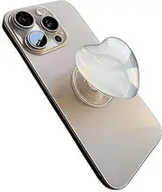 Caalio Glass Crystal Heart Shape Collapsible Expandable Multi Functional Mobile Phone Grip & Kicktand (White)