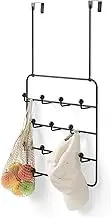 Umbra Estique Metal Over The Door Organizer with 14 Wood Hook, White