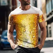 Oktoberfest Men's Beer T Shirt Short Sleeve T shirt 3D Print Crew Neck Shirt Exaggerated Designer Party Street Casual White 1 Yellow White 2 Summer Spring Clot