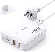 100W USB C Fast Charger, Charging Station Hub Dock with 4 Ports, Wall Charger Power Adapter for MacBook Pro, Dell XPS, Google Pixel, iPhone 16 Pro Max/15, iPad, Samsung Galaxy S24 Ultra (PPS 45W)