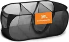 Foldable Laundry Baskets, Collapsible Mesh 3 Compartments, Black