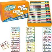 30 Read and Rhyme Flip Books, Word Family Phonics Flash Cards with Letter Sounds, Sight Words, ABC Vocabulary, Kindergarten Reading Activities & Learn-to-Read Games
