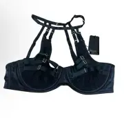 CITY CHIC Bra Sz 16D NWT Black Maudie Underwire Mesh Corset Strappy