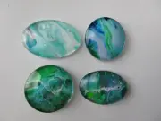 Ocean Blue Green Cabochons Oval Flats, Mosaics, Beads, Jewelry Making, Wire Wrap