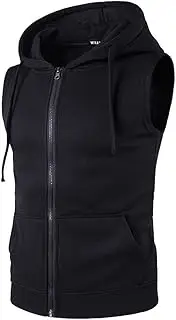 [Elonglin] Men's Casual Zip-up Vest Tank Hoodies Lightweight Sleeveless Sports Gym Tank Tops