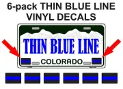 6x mini THIN BLUE LINE License Plate Decals | Stickers