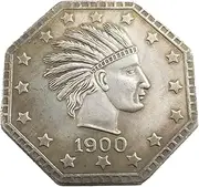 [LAOJUNLU] 1900 Alaska Indian Octagonal Medal, Antique-Style Commemorative Hobo Nickel, Feng Shui Lucky Charm Decor Replica