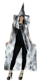 Girls Black and White Tie Dye Cape and Hat Halloween Costume - One Size