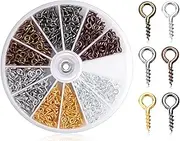 Pack of 600 Screw Eyelets, Small Metal Eye Screws, Handmade Eye Bolts, Eye Bolts, with Hooks, Eye Bolt, for DIY Crafts Jewellery (4 x 8 mm)