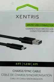 Xentris 39-0850-05-XP Micro USB Connector to USB-A / 4FT 1.2M 4 PI - New in Box